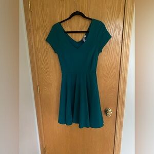 Alya Teal V-Neck Mini Dress